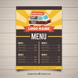 Free Vector Food Truck Menu Template Cool Board Modern Templates Trucks Collect Restaurant Choose