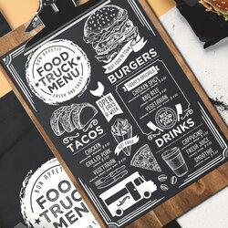 High Quality Food Truck Menu Template Barcelona Design Shop Restaurant Burger Brochure