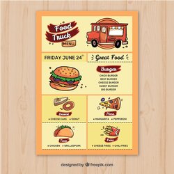 Superlative Free Vector Food Truck Menu Template With Colorful Style Print Ready