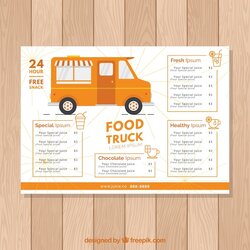 Wonderful Food Truck Menu Template Free Orange