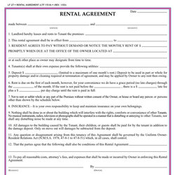 Excellent Rental Agreement Template Free Printable Documents Lease Agreements Sample Formats Forms Eviction
