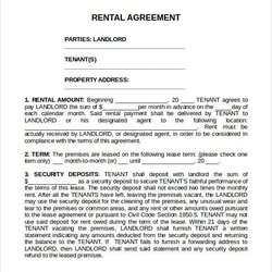 Brilliant Free Printable Basic Rental Agreement Leasing Agreements Tenant Tenancy