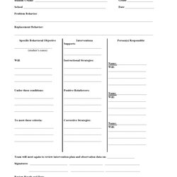 The Highest Quality Useful Behavior Plan Templates Examples Template