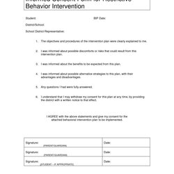 Exceptional Sample Behavior Intervention Plan Template