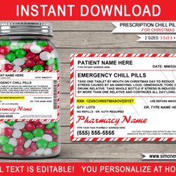 Splendid Fake Prescription Christmas Chill Pill Labels Template Gag Gift Pills Candy Jar Label Printable