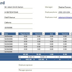 High Quality Management Excel Templates Employee Time Card Template