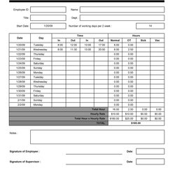 Create Operations Employee Time Card Excel Template Photo By