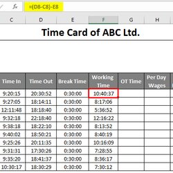 Exceptional Template In Excel Recording Data Using Time Card
