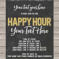 Out Of This World Chalkboard Happy Hour Invitation Template Printable Invite Glitter Gold Birthday