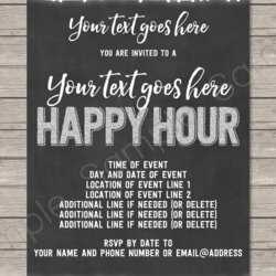 Very Good Happy Hour Invite Template Printable Invitation Glitter Silver Party Chalkboard Work Templates
