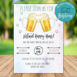 Splendid Printable Virtual Happy Hour Invitation Template Instant Download Invite Compressed