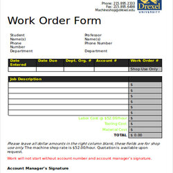 Free Sample Work Order Forms In Ms Word Form Blank