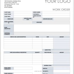 Super Work Order Forms Printable Free Online Sample Construction Template Word