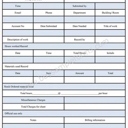 The Highest Quality Sample Work Order Form Template Only