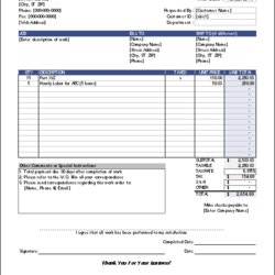 Fine Work Orders Free Order Form Template For Excel Versions Other