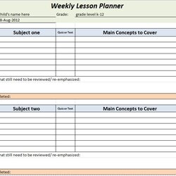 Superb Weekly Lesson Planner Template Sample Excel
