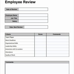 Superlative Job Performance Review Template Unique Free Employee