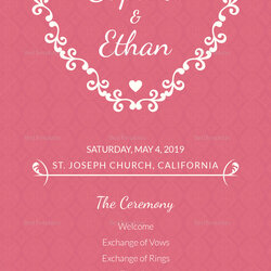 Worthy Invitation Templates For Word Wedding Program Front