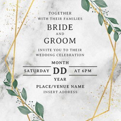 Magnificent Free Templates For Wedding Invitations Sparkling Gold Greenery Geometric Invitation