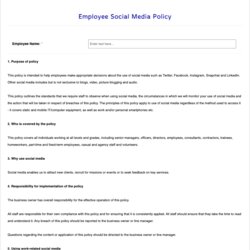 Smashing Employee Social Media Policy Template Electronic Forms By Ltd Test At