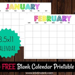 Brilliant Free Month Blank Calendar Kristin Rainbow Graphic