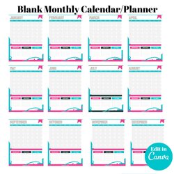 Champion Blank Yearly Calendar Printable Monthly Month