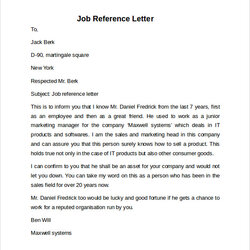 Free Job Reference Letter Templates In Simple Sample Who