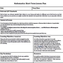 Preeminent Math Lesson Plan Templates Room Surf Mathematics Template Short Term