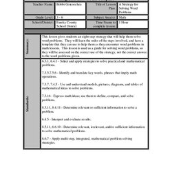 Cool Pin Math Lesson Plan Template Word On Plans Blank Templates Learned Choose Board