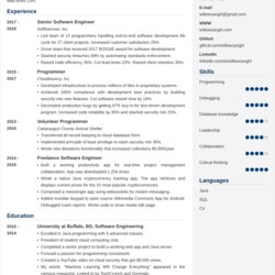 Software Engineer Resume Examples For Templates Developer Resumes Industry
