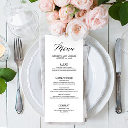 Marvelous Dinner Party Menu Template Editable Wedding Buffet