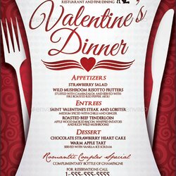 Exceptional Dinner Party Menu Templates Free Download Template Valentines Day Design