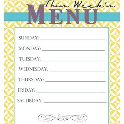 Admirable Best Images Of Free Printable Menu Designs Restaurant Weekly Planner Dinner Planning Template