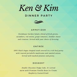 Fantastic Free Printable And Dinner Party Menu Templates Simple Gradient