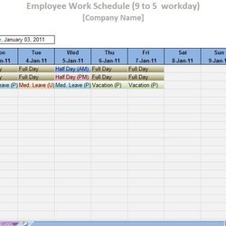 Free Employee Schedule Template Business Work Labor Printable Templates Excel Schedules Word