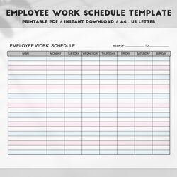 High Quality Employee Schedule Template Printable Weekly