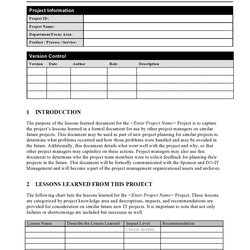 Splendid Best Lessons Learned Templates Excel Word