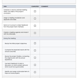 Peerless Free Project Management Lessons Learned Templates Checklist Template