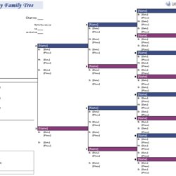 Preeminent Family Tree Template Excel Landscape