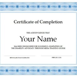 Great Free Certificate Of Completion Templates In Word Excel Template Sample Examples Employee