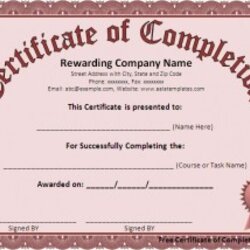 Admirable Free Certificate Of Completion Template Formats Excel Word Templates Certificates Generic Editable