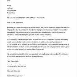 Exceptional Employment Offer Letter Templates Best Of Fer Template Free