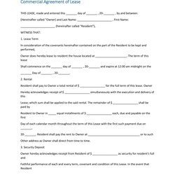 Commercial Lease Agreement Form Printable Templates And Letter Template