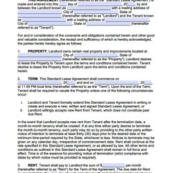 Perfect Free Printable Standard Lease Agreement Form Generic Template