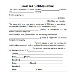 Legit Printable Lease Rental Agreement Example