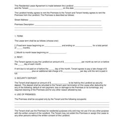 Super Printable Residential Lease Agreement Template