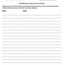 Spiffing Best Email Sign Up Sheet Templates Word Excel