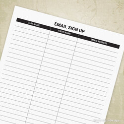 Great Email Sign Up Sheet Printable For Clipboard