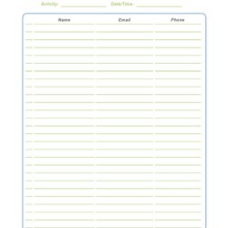 Superb Best Email Sign Up Sheet Templates Word Excel