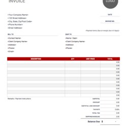 Tremendous Excel Invoice Template Free Download Simple Templates Modern Cloud Red File